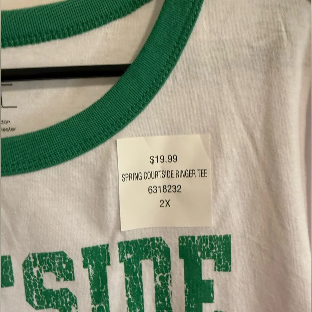 Freeze Preppy Pickleball Courtside Champion Ringer Tee in Pink and Green - Picture 4 of 6